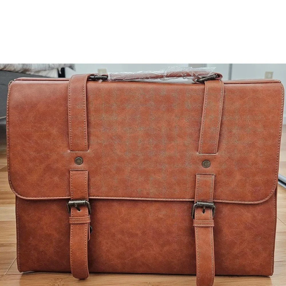 Men's Brown Leather Waterproof Messenger bag 15.6 Inch